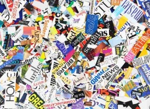 Jennifer Stone | Words clipped from magazines form a colorful background